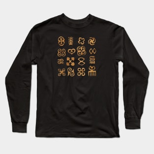 Carved Wood Adinkra Symbols Print Long Sleeve T-Shirt